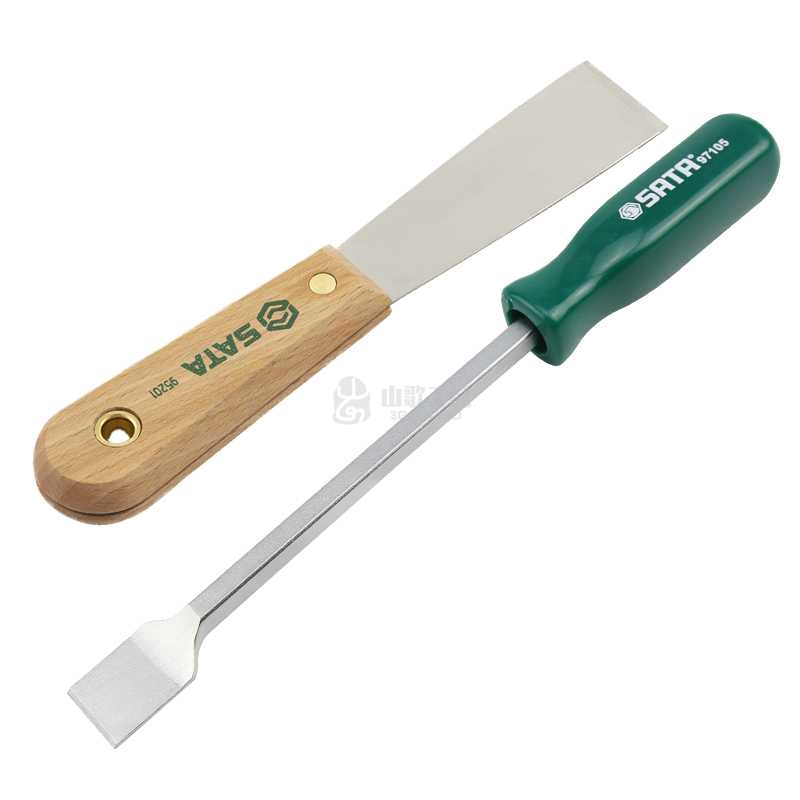 世达工具 起子刮刀丝印木柄刮刀片修边刀铲刀油漆刮刀 95201 97105（非终保）