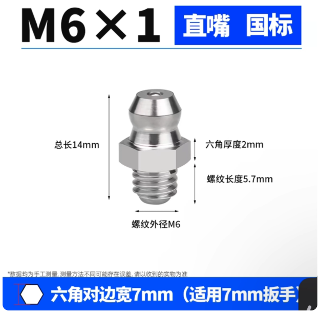 山歌 滑块加油口 不锈钢m6x1 直嘴