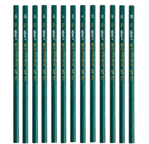 上海中华 101绘图六角木杆铅笔 型号6H-6B