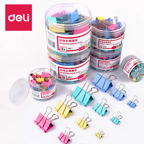 得力文具 票据夹 凤燕尾夹 鱼尾夹 彩色长尾夹 票夹