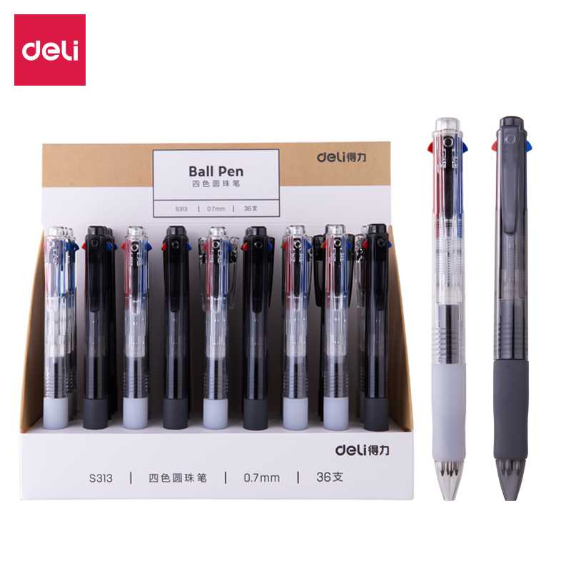 得力文具 S313四色圆珠笔0.7mm子弹头(混)